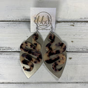 ACRYLIC & LEATHER *LIMITED EDITION* - Leather Earrings  ||    <BR> METALLIC CHAMPAGNE SMOOTH, <BR> TORTOISE ACRYLIC SNAKE
