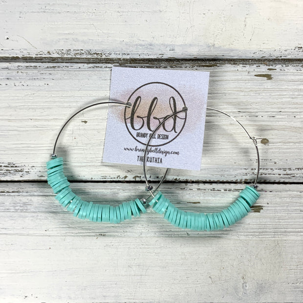 RUTHIA - Rubber Disk Hoop Earrings  ||   AQUA
