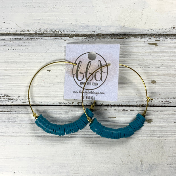 RUTHIA - Rubber Disk Hoop Earrings  ||   TEAL