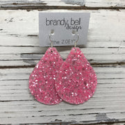 ZOEY (3 sizes available!) - GLITTER Earrings (Not real leather)   ||  FROSTED LIGHT PINK