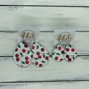 ZOEY (3 sizes available!) -  Leather Earrings  ||   CHERRIES ON WHITE