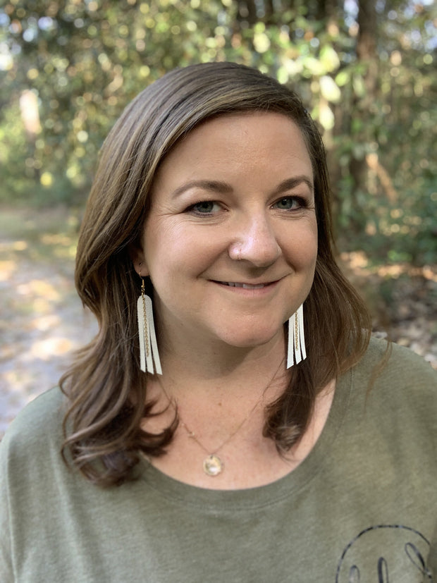 AVA - Leather Earrings  ||    <BR> METALLIC BLACK SMOOTH (*Choose Chain finish)