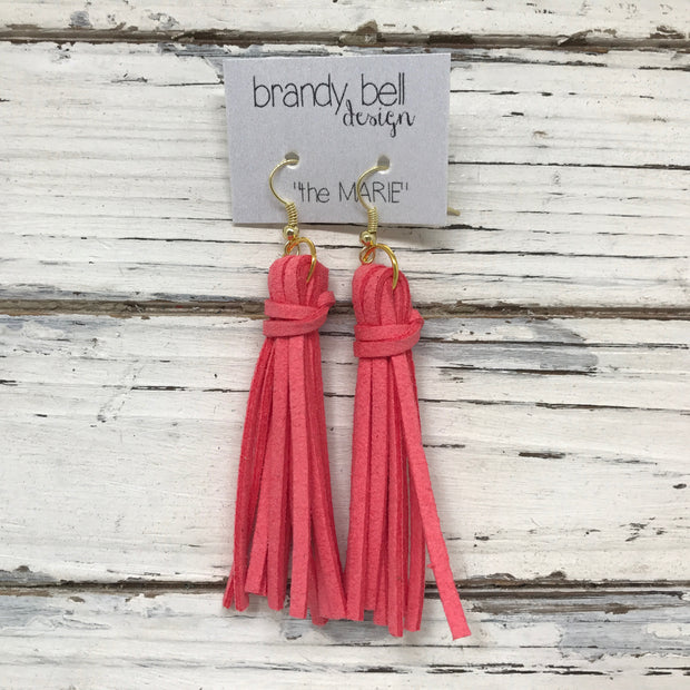 MARIE - Faux Suede Tassel Earrings  || PEONY PINK