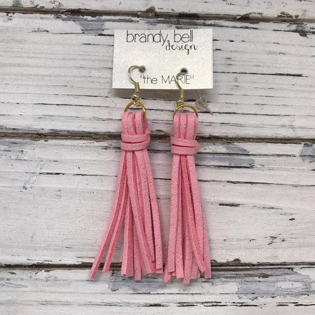 MARIE - Faux Suede Tassel Earrings  || LIGHT PINK