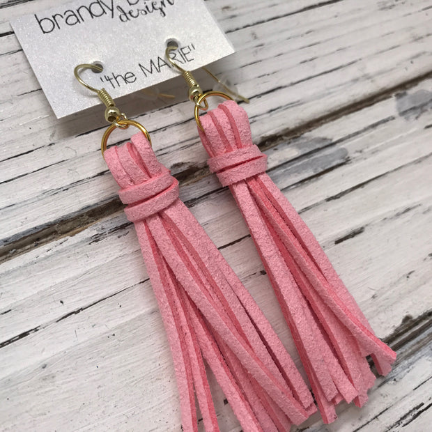 MARIE - Faux Suede Tassel Earrings  || LIGHT PINK