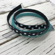 WRAP BRACELET - SPENCER ||    Handmade by Brandy Bell Design ||  DUSTY AQUA / BLACK WITH WHITE POLKADOTS