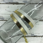 WRAP BRACELET - SPENCER ||    Handmade by Brandy Bell Design ||  METALLIC GOLD / PEARL WHITE