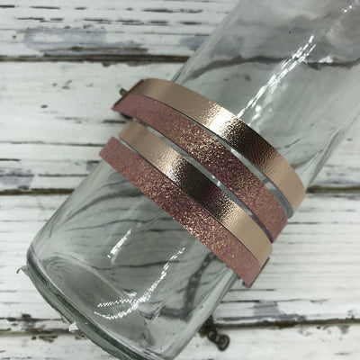 WRAP BRACELET - SPENCER ||    Handmade by Brandy Bell Design ||  METALLIC ROSE GOLD / SHIMMER VINTAGE PINK