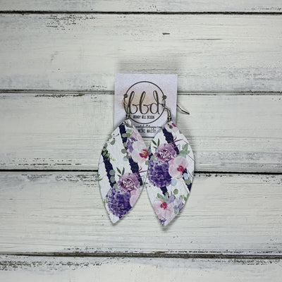 MAISY - Leather Earrings  ||  <BR>  LAVENDER STRIPE FLORAL