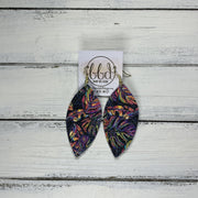 MAISY - Leather Earrings  ||  <BR>  MULTICOLOR PALMS ON BLACK