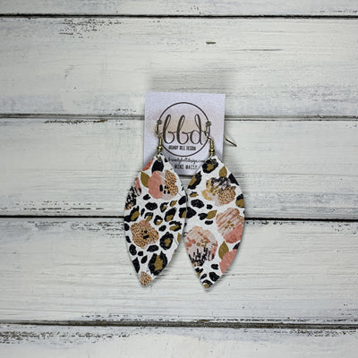 MAISY - Leather Earrings  ||  <BR>  CORAL CHEETAH