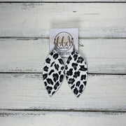 MAISY - Leather Earrings  ||  <BR>  WHITE & GRAY CHEETAH