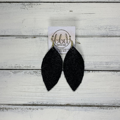 MAISY - Leather Earrings  ||  <BR>  SHIMMER BLACK