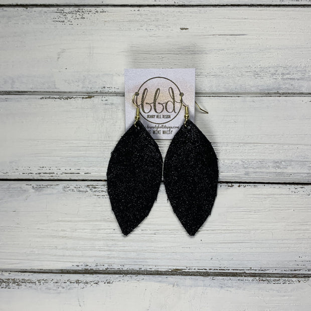 MAISY - Leather Earrings  ||  <BR>  SHIMMER BLACK