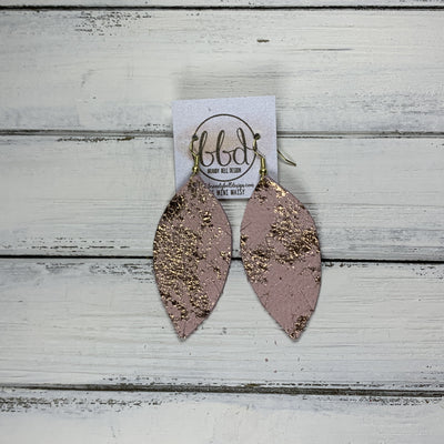 MAISY - Leather Earrings  ||  <BR> ROSE GOLD NORTHERN LIGHTS ON PINK