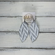 MAISY - Leather Earrings  ||  <BR> SILVER CHEVRON