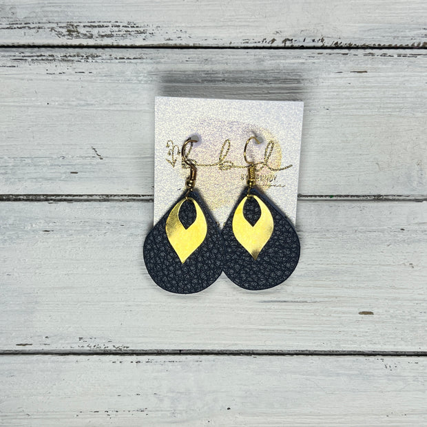 SUEDE + STEEL *Limited Edition* MINI ZOEY  || Leather Earrings || GOLD BRASS LEAF, <BR> MATTE BLACK