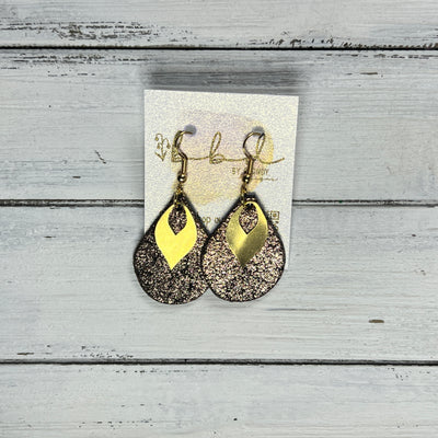 SUEDE + STEEL *Limited Edition* MINI ZOEY  || Leather Earrings || GOLD BRASS LEAF, <BR> SHIMMER COPPER
