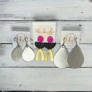 SUEDE + STEEL *Limited Edition* || Leather Earrings || POST WITH BRASS ARCH  || <BR> WHITE ON CORK, <BR> BLUSH PINK