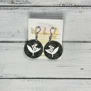 SUEDE + STEEL *Limited Edition* || Leather Earrings || SILVER METAL FLORAL || <BR> OLIVE GREEN BRAID