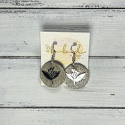 SUEDE + STEEL *Limited Edition* || Leather Earrings || SILVER METAL FLORAL || <BR> SHIMMER CHAMPAGNE