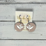 SUEDE + STEEL *Limited Edition* || Leather Earrings || SILVER METAL FLORAL || <BR> BLUSH PINK