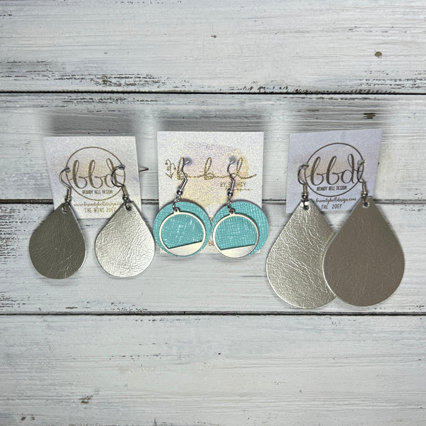 SUEDE + STEEL *Limited Edition* || Leather Earrings || SILVER METAL CIRCLE ACCENT || <BR> SHIMMER LAVENDER