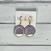 SUEDE + STEEL *Limited Edition* || Leather Earrings || SILVER METAL CIRCLE ACCENT || <BR> SHIMMER LAVENDER