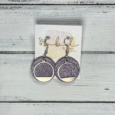 SUEDE + STEEL *Limited Edition* || Leather Earrings || SILVER METAL CIRCLE ACCENT || <BR> SHIMMER LAVENDER
