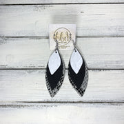 DOROTHY - Leather Earrings  ||  <BR> WHITE WESTERN FLORAL, MATTE BLACK, GRAY SNAKE PRINT