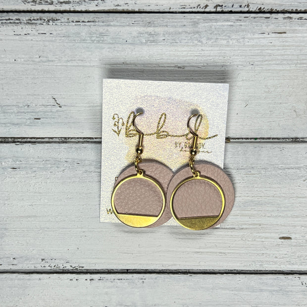 SUEDE + STEEL *Limited Edition* || Leather Earrings || GOLD METAL CIRCLE ACCENT || <BR> BLUSH PINK