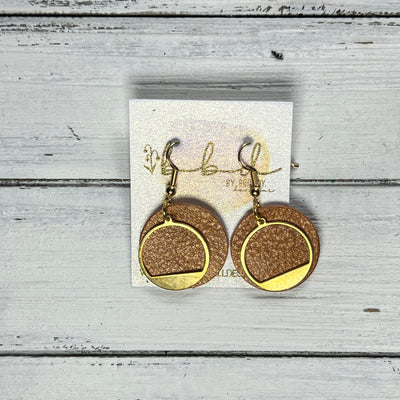 SUEDE + STEEL *Limited Edition* || Leather Earrings || GOLD METAL CIRCLE ACCENT || <BR> PEARLIZED TOPAZ