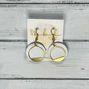 SUEDE + STEEL *Limited Edition* || Leather Earrings || GOLD METAL CIRCLE ACCENT || <BR> PEARL WHITE
