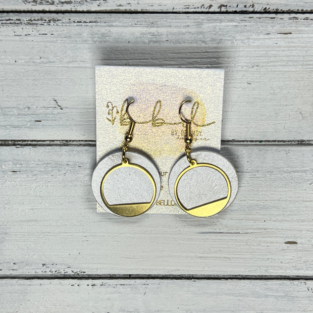 SUEDE + STEEL *Limited Edition* || Leather Earrings || GOLD METAL CIRCLE ACCENT || <BR> PEARL WHITE
