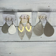 SUEDE + STEEL *Limited Edition* || Leather Earrings || BRASS MARQUISE ACCENT || <BR> SHIMMER ROSE GOLD