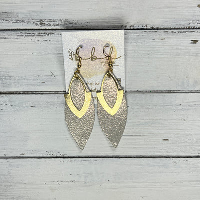 SUEDE + STEEL *Limited Edition* || Leather Earrings || BRASS MARQUISE ACCENT || <BR> SHIMMER ROSE GOLD