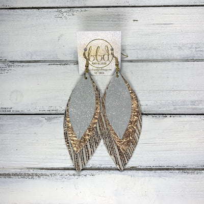 INDIA - Leather Earrings   ||  <BR>  SHIMMER ROSE GOLD ,  <BR> METALLIC ROSE GOLD WESTERN FLORAL,  <BR> ROSE GOLD SANDS