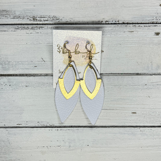 SUEDE + STEEL *Limited Edition* || Leather Earrings || BRASS MARQUISE ACCENT || <BR> MATTE WHITE