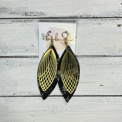 SUEDE + STEEL *Limited Edition* || Leather Earrings || BRASS ART DECO ACCENT || <BR>CHAMPAGNE NORTHERN LIGHTS