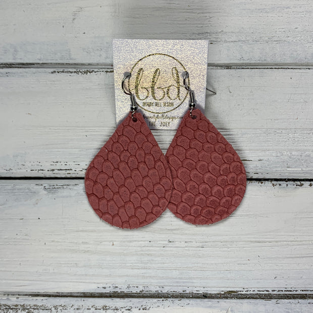 ZOEY (3 sizes available!) -  Leather Earrings  ||   TEXTURED ROSE
