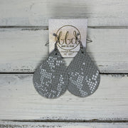ZOEY (3 sizes available!) -  Leather Earrings  ||   GRAY & WHITE SNAKE PRINT