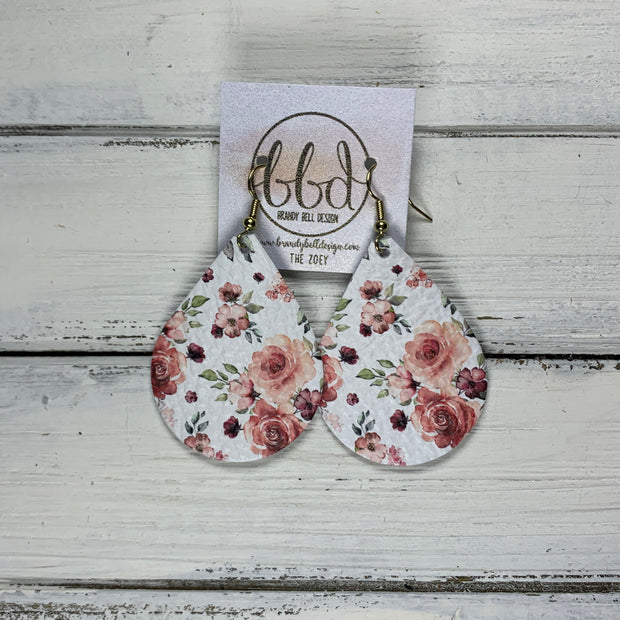 ZOEY (3 sizes available!) -  Leather Earrings  ||   PETITE PINK FLORAL