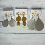 SUEDE + STEEL *Limited Edition* || Leather Earrings || CIRCLES WITH BRASS LEAF ACCENT || <BR> SHIMMER ROSE GOLD