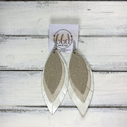 INDIA - Leather Earrings   ||  <BR>  SHIMMER CHAMPAGNE,  <BR> CHAMPAGNE PEARL ,  <BR> PEARL WHITE
