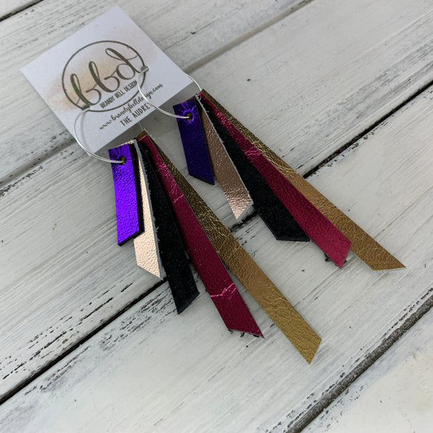 AUDREY - Leather Earrings  ||   METALLIC PURPLE, METALLIC ROSE GOLD SMOOTH, SHIMMER BLACK, METALLIC PINK SMOOTH, METALLIC GOLD SMOOTH