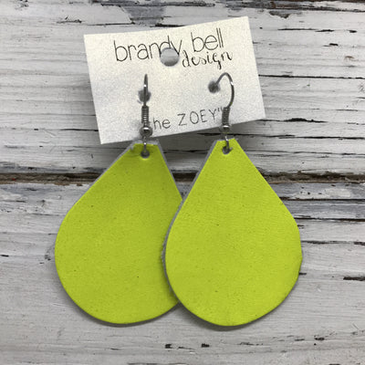 ZOEY (3 sizes available!) -  Leather Earrings  || NEON YELLOW