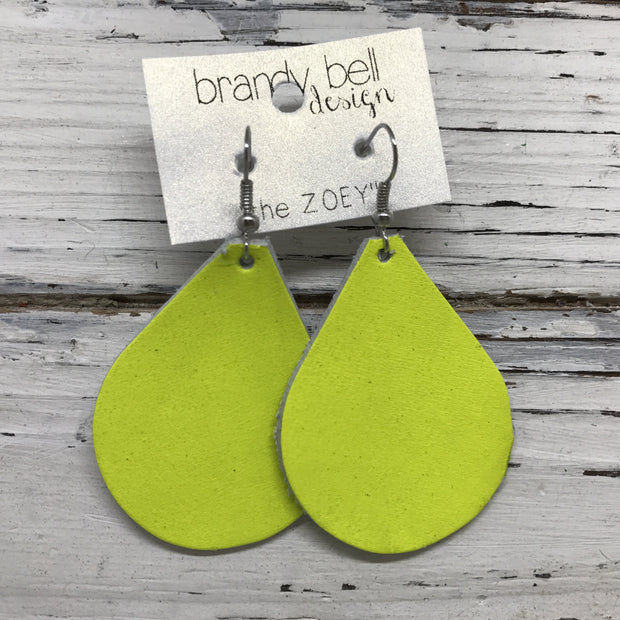 ZOEY (3 sizes available!) -  Leather Earrings  || NEON YELLOW