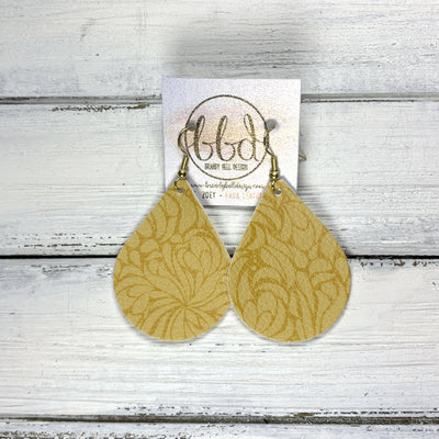 ZOEY (3 sizes available!) -  Leather Earrings  ||  <BR>  YELLOW ART NOUVEAUX (FAUX LEATHER)