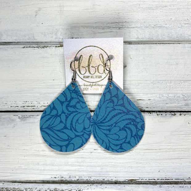 ZOEY (3 sizes available!) -  Leather Earrings  ||  <BR>  TURQUOISE ART NOUVEAUX (FAUX LEATHER)