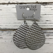 ZOEY (3 sizes available!) -  Leather Earrings  || METALLIC SILVER COBRA